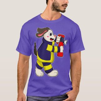 T-shirt Chien comme pompier avec extincteur