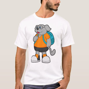 T-shirt Chien comme randonneur avec sac à dos