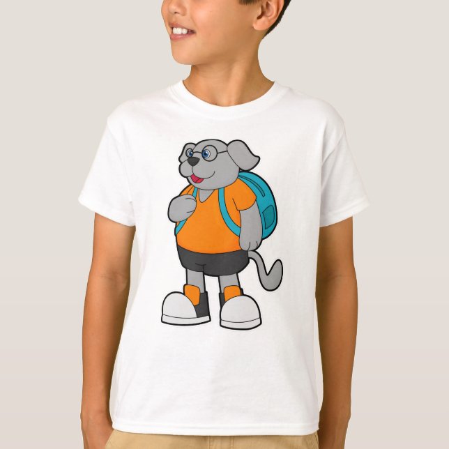 T-shirt Chien comme randonneur avec sac à dos (Devant)