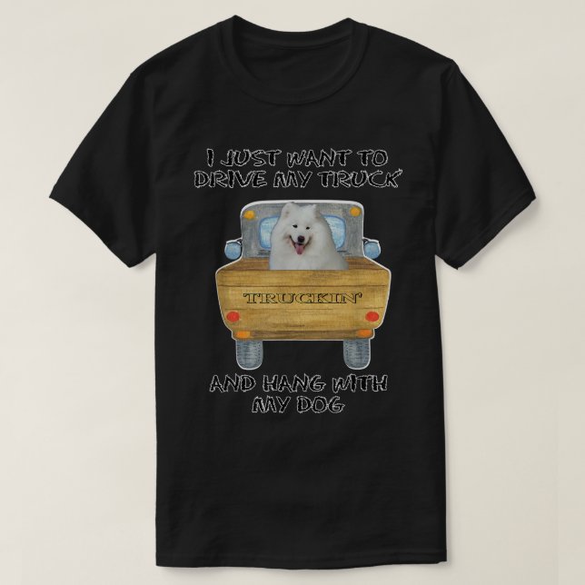 T-shirt Chien conducteur de camion Samoyed (Design devant)