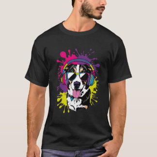 T-shirt Chien cool avec casque Pop Art Design