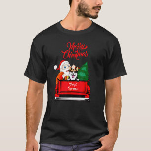 T-shirt Chien Corgi Avec Le Père Noël Dans Une Camionnette