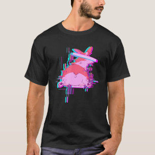 T-shirt Chien Corgi avec Yeux Censurés Glitch Vaporwave