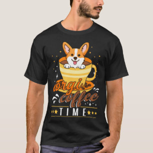 T-shirt Chien Corgi Café Temps Gallois Corgi Pour Hommes F