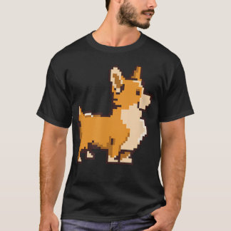 T-shirt Chien Corgi Drôle Animal Pixel Art Vidéo Rétro