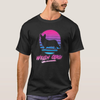 T-shirt Chien Corgi Gallois Coucher de soleil 80s 70s