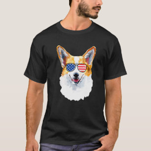 T-shirt Chien Corgi Gallois Drapeau Américain