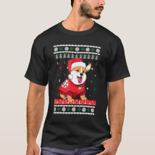 T-shirt Chien Corgi Gallois Noël Léger Portant un Chapeau 