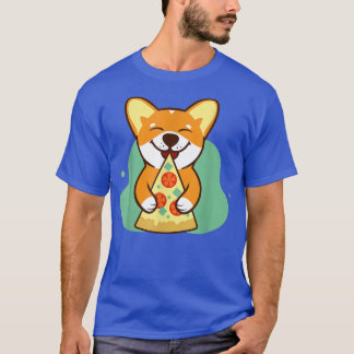 T-shirt chien corgi manger pizzeria amant animal de compag