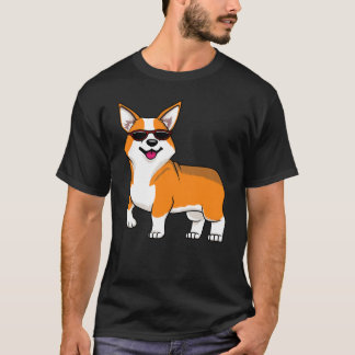 T-shirt Chien Corgi mignon avec lunettes de soleil