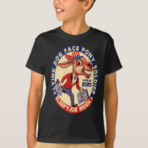 T-shirt chien couché visage poney soldat quid pro quo joe