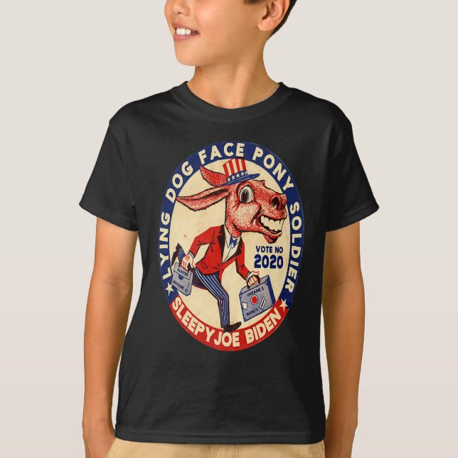 T-shirt chien couché visage poney soldat quid pro quo joe  (Devant)