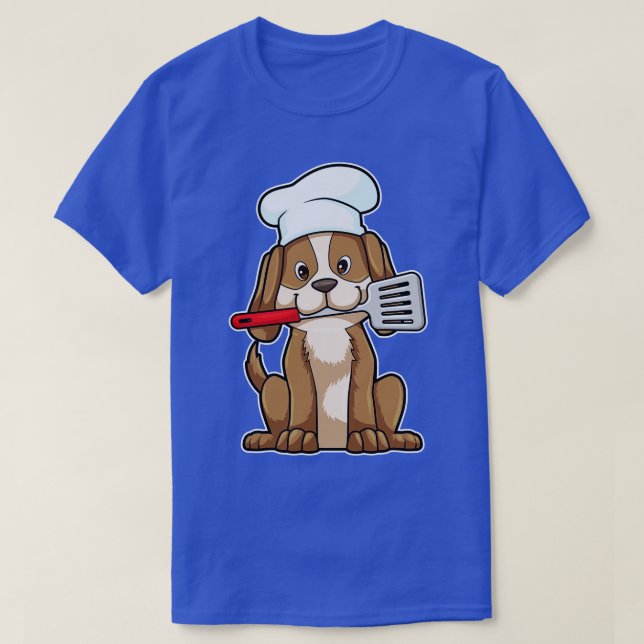 T-shirt Chien cuisiner avec Chefs casquette Spatula (Design devant)