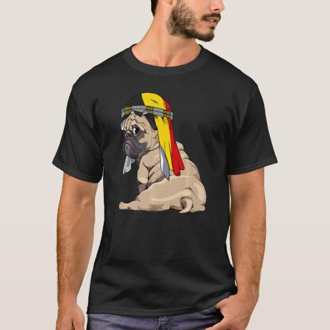 T-shirt Chien Cute Carlin Retro Belgique Flag Pride (Devant)