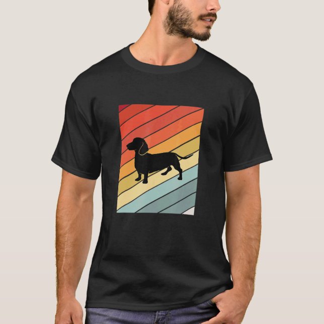 T-shirt Chien Dachshund rétro Silhouette Chien plus mignon (Devant)