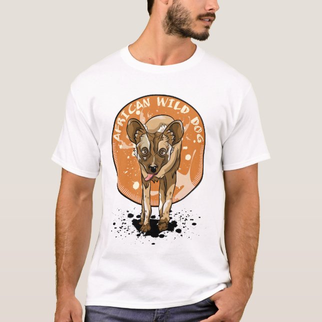 T-shirt Chien d'Afrique sauvage peint (Devant)
