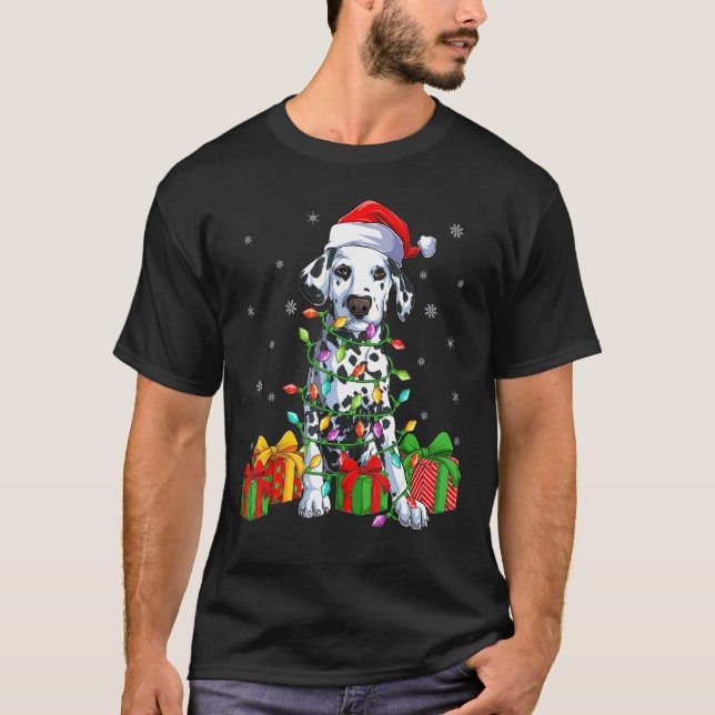 T-shirt Chien dalmate - Éclairage Noël Chapeau Dalmatien C (Devant)