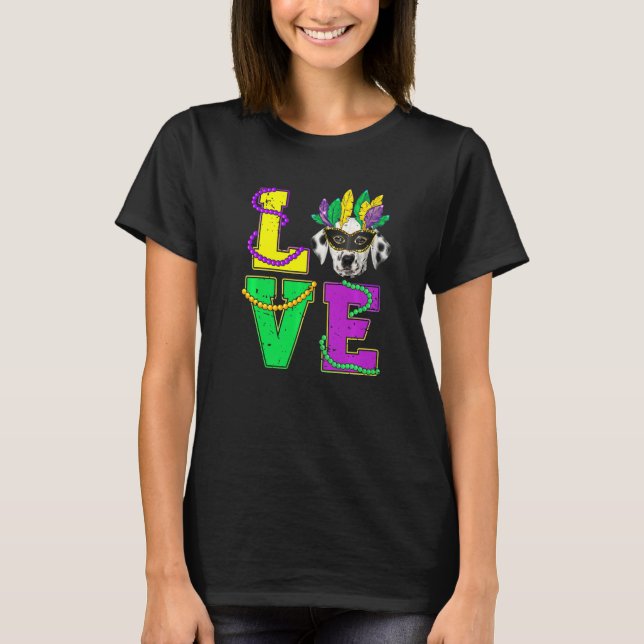 T-shirt Chien dalmate J'aime Chien marionnette Mardi Gras  (Devant)