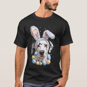 T-shirt Chien Dalmatien Lapin de Pâques Œufs Oreilles de L