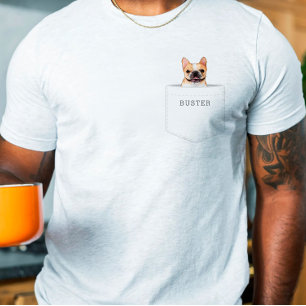T-shirt Chien dans la poche   Photo et nom personnalisé de