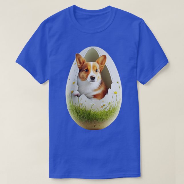 T-shirt Chien dans l'oeuf Oeuf de Pâques (19) (Design devant)