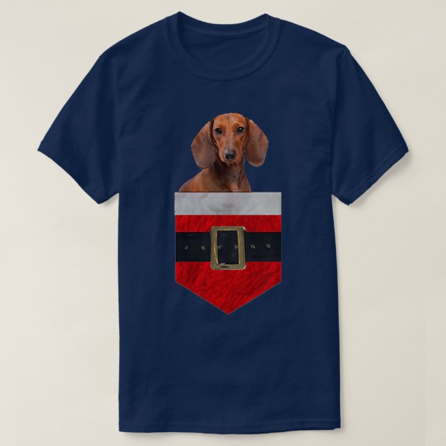 T-shirt Chien dans votre poche Père Noël Dachshund  (Design devant)