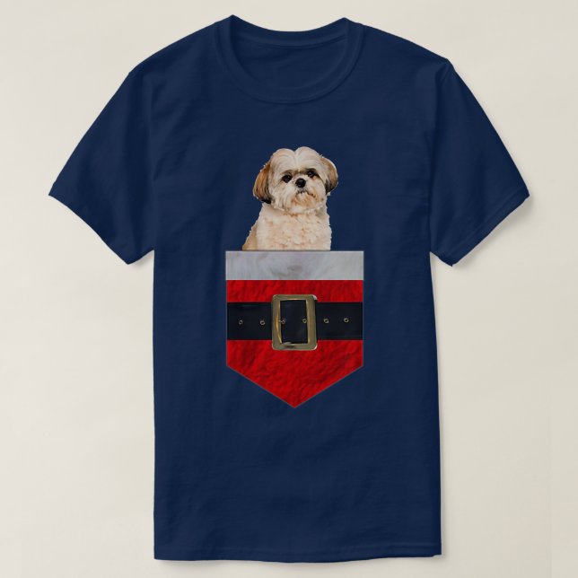 T-shirt Chien dans votre poche Père Noël Shih Tzu  (Design devant)