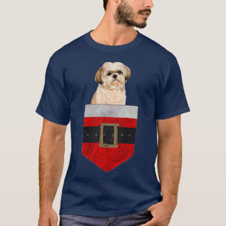 T-shirt Chien dans votre poche Père Noël Shih Tzu