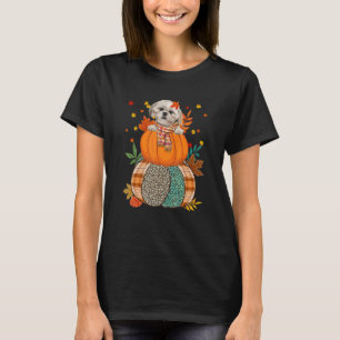T-shirt Chien d'automne mignon Shih Tzu Pumpkinthanksgivin