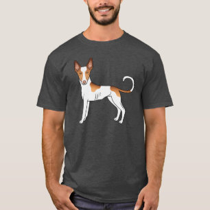 T-shirt Chien de bande dessinée Ibizan Hound blanc et roug