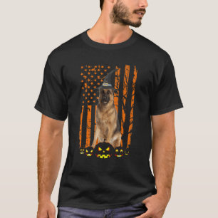 T-shirt Chien de berger allemand Citrouille Drapeau Améric