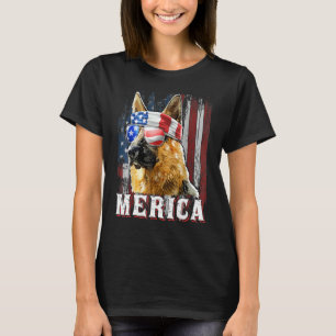 T-shirt Chien de berger allemand Merica 4 juillet Drapeau