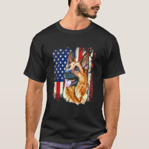 T-shirt Chien de berger allemand patriotique Drapeau améri
