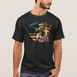 T-shirt Chien de berger allemand patriotique drapeau améri