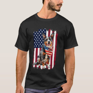 T-shirt Chien de bétail australien Drapeau américain 4 jui