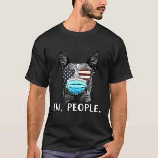 T-shirt Chien de bétail australien portant un masque facia