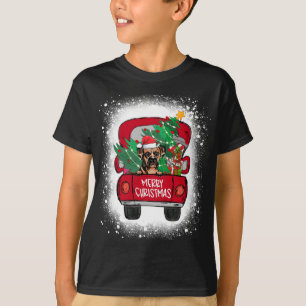 T-shirt Chien de boîte mignon Camion rouge Joyeux Noël Ble