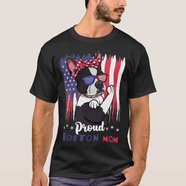 T-shirt Chien de Boston Terrier avec lunettes de soleil dr (Devant)
