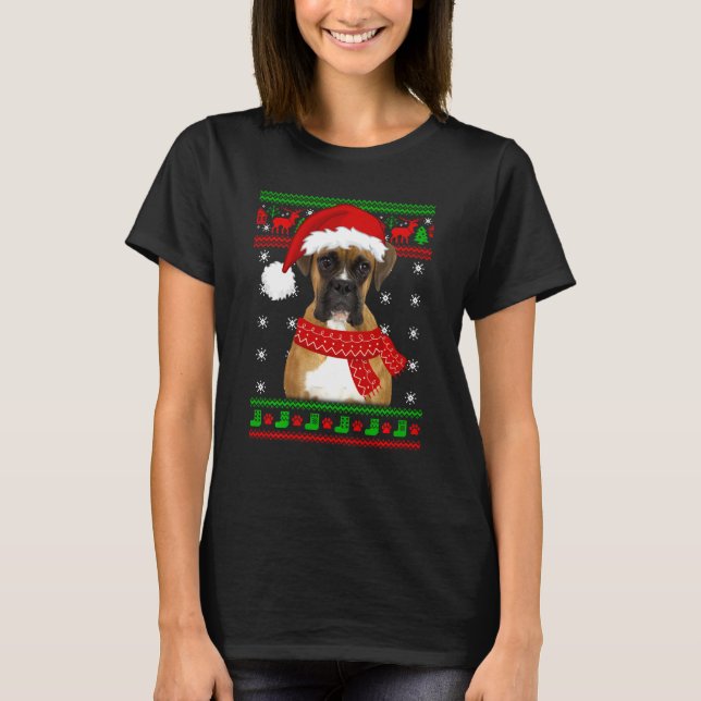 T-shirt Chien de boxer Douille moche Noël Amoureux des chi (Devant)