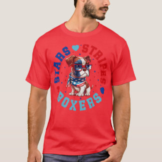 T-shirt Chien De Boxer Patriotique Pour 4 juillet Fête