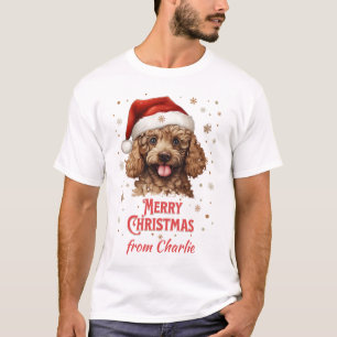 T-shirt Chien de caniche customisé Père Noël Joyeux Noël