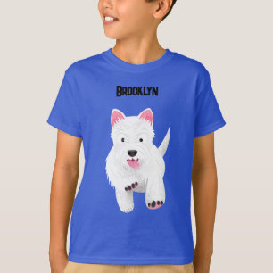 T-shirt Chien de caricature blanc mignon de West Highland 
