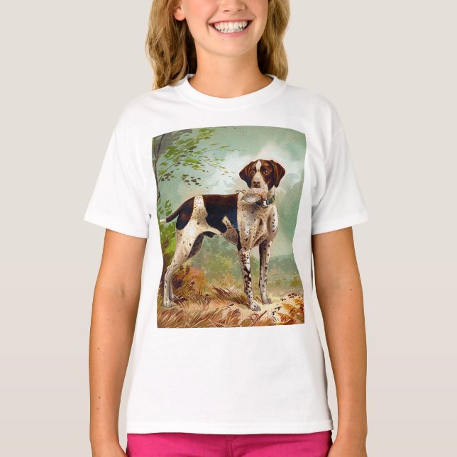 T-shirt Chien de chasse avec oiseau dans la bouche (Devant)