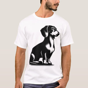 T-shirt Chien de Chasse Classique Dessin de Dachshund Vint