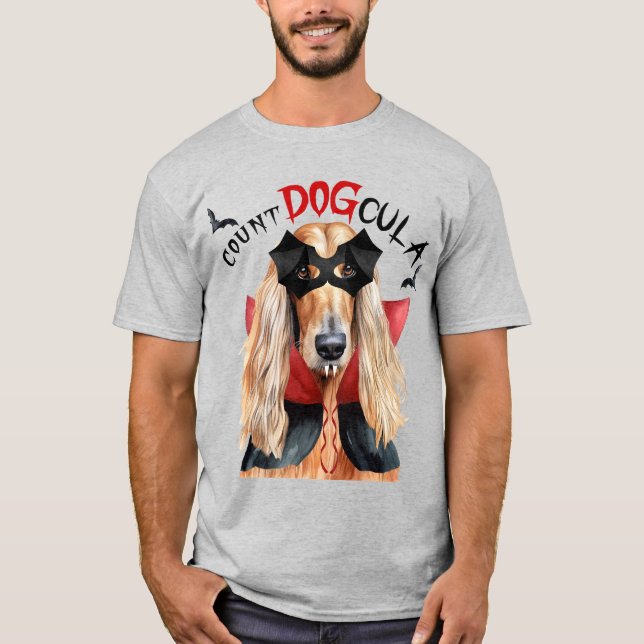 T-shirt Chien de chien afghan DOGcula Funny Chien Lover (Devant)