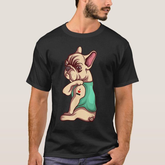 T-shirt Chien de Chien de France J'aime Maman Tattoo Adult (Devant)