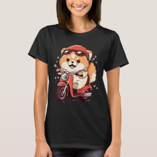 T-shirt Chien de Chubby Pomeranian chevauchant un Scooter