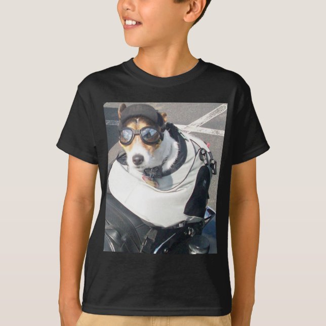 T-shirt Chien De Cochon De Moto Né Pour Ride Russell Terri (Devant)