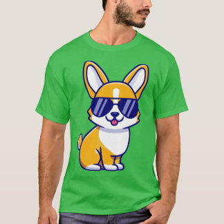T-shirt Chien de Corgi cool avec lunettes de vue