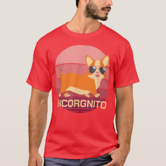 T-shirt Chien De Corgi Drôle Avec Lunettes De Soleil Retro